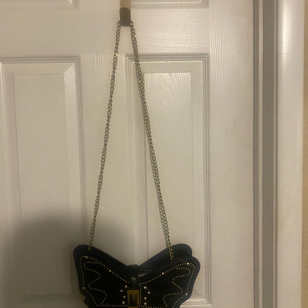 Elegant Black Butterfly Crossbody Bag